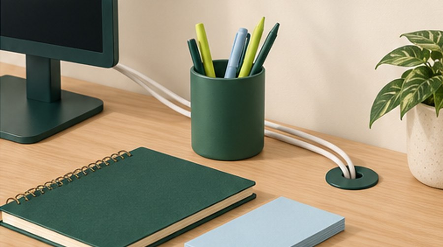 Illustrated organization idea for desk reset.